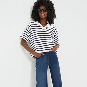 Tuckernuck Ivory and Navy Striped Claire Sweater
